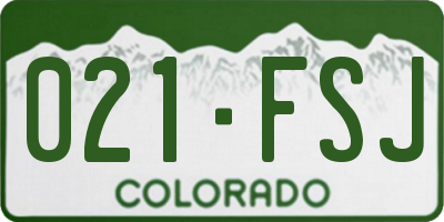 CO license plate 021FSJ