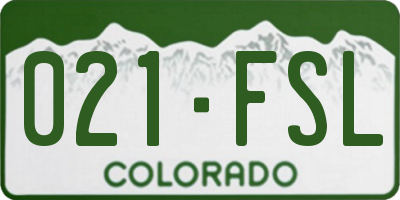 CO license plate 021FSL