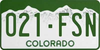 CO license plate 021FSN