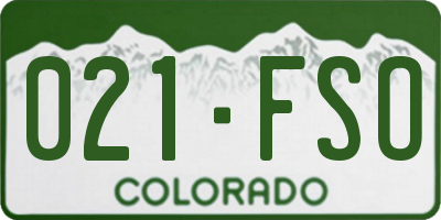 CO license plate 021FSO