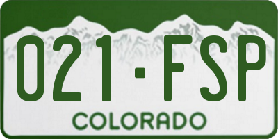 CO license plate 021FSP