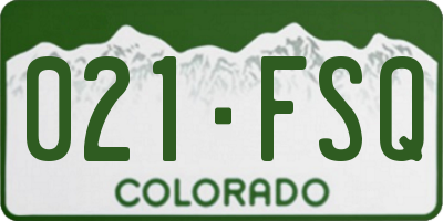 CO license plate 021FSQ