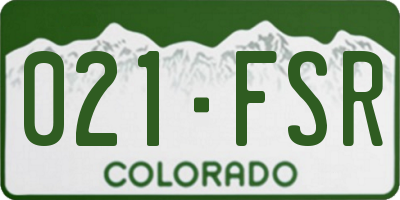 CO license plate 021FSR