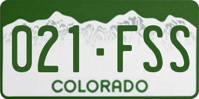 CO license plate 021FSS