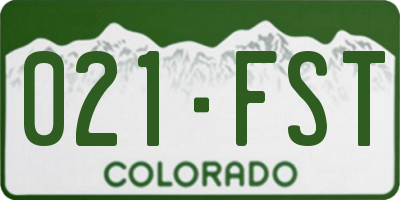CO license plate 021FST