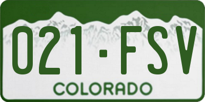 CO license plate 021FSV