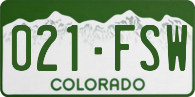 CO license plate 021FSW