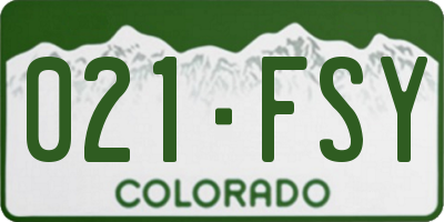 CO license plate 021FSY