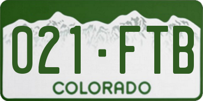 CO license plate 021FTB