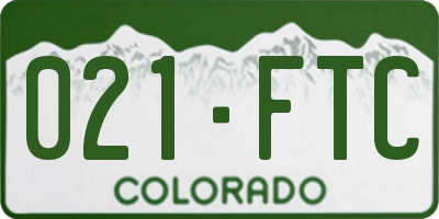 CO license plate 021FTC