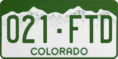 CO license plate 021FTD