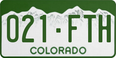 CO license plate 021FTH