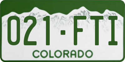 CO license plate 021FTI