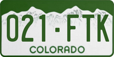 CO license plate 021FTK
