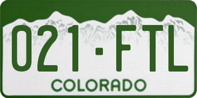CO license plate 021FTL