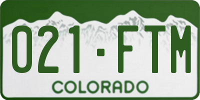 CO license plate 021FTM