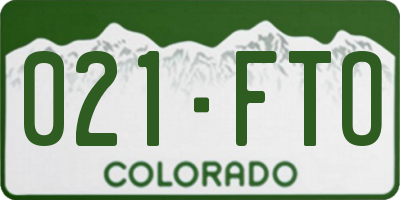 CO license plate 021FTO