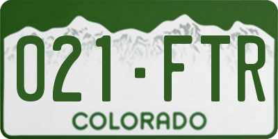 CO license plate 021FTR