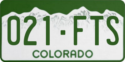 CO license plate 021FTS