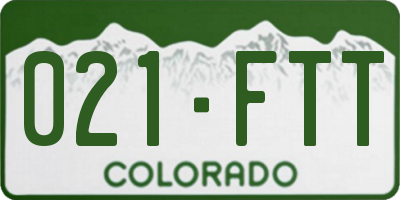 CO license plate 021FTT