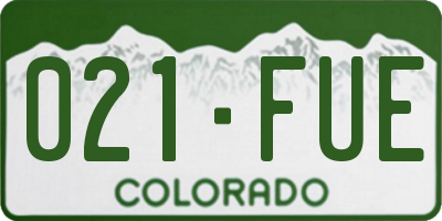 CO license plate 021FUE