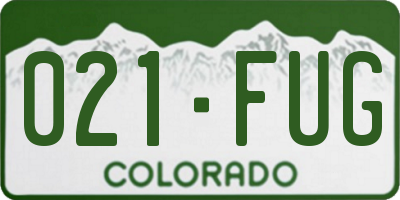 CO license plate 021FUG
