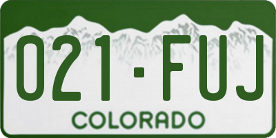CO license plate 021FUJ