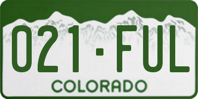 CO license plate 021FUL