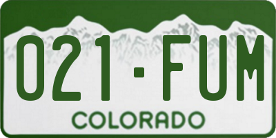 CO license plate 021FUM