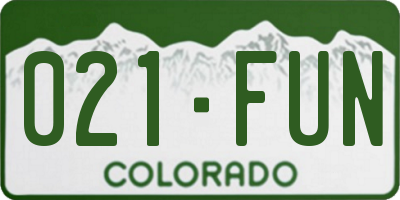 CO license plate 021FUN