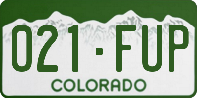 CO license plate 021FUP
