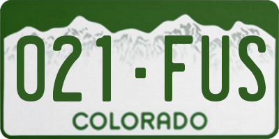 CO license plate 021FUS