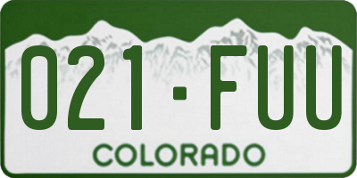 CO license plate 021FUU