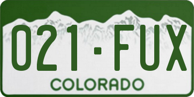 CO license plate 021FUX