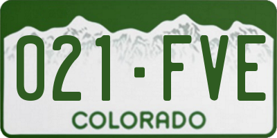 CO license plate 021FVE