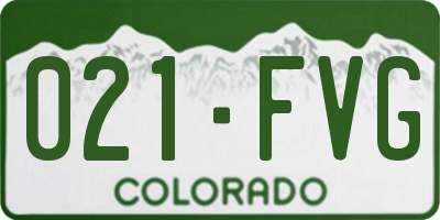CO license plate 021FVG