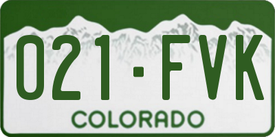 CO license plate 021FVK