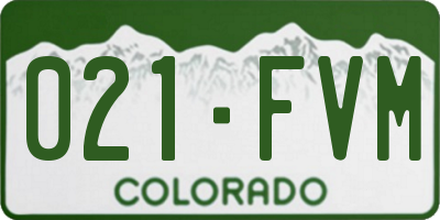 CO license plate 021FVM