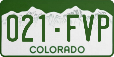 CO license plate 021FVP