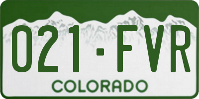 CO license plate 021FVR