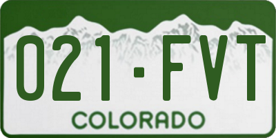 CO license plate 021FVT