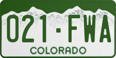 CO license plate 021FWA