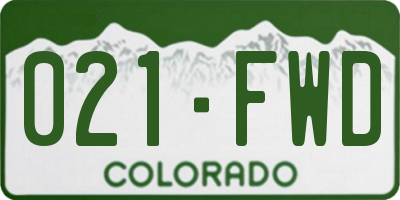 CO license plate 021FWD