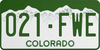 CO license plate 021FWE