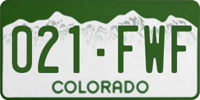 CO license plate 021FWF