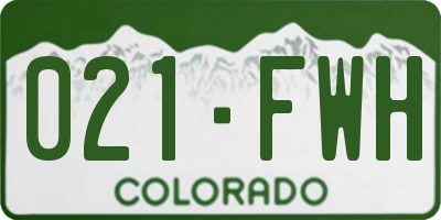 CO license plate 021FWH