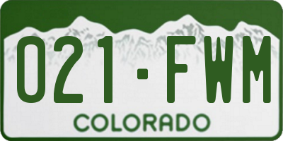 CO license plate 021FWM