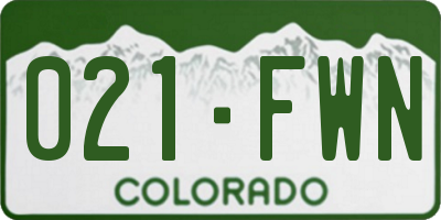 CO license plate 021FWN