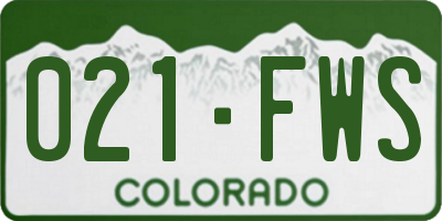 CO license plate 021FWS