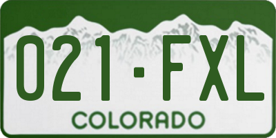 CO license plate 021FXL